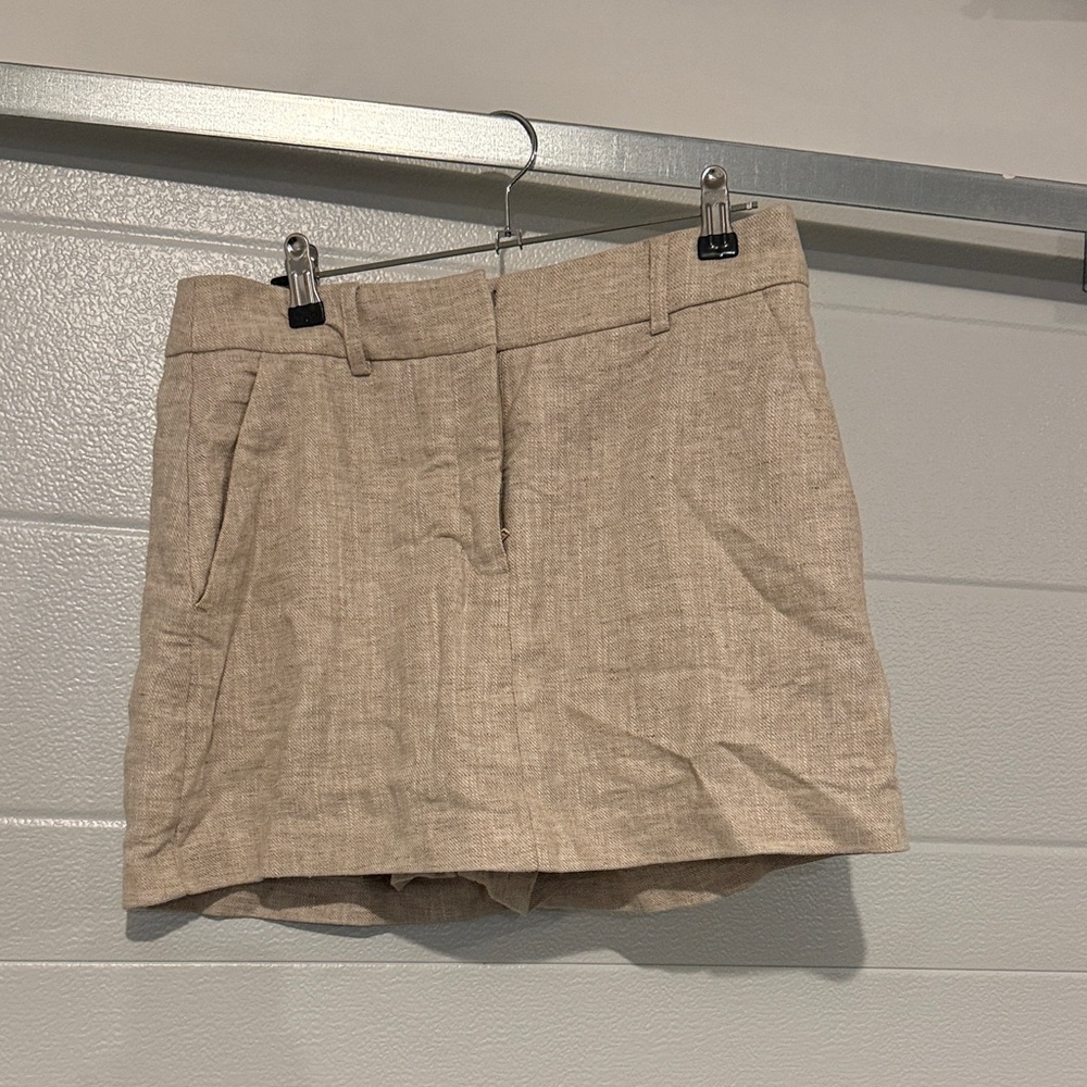 Tan Linen Blend Skort